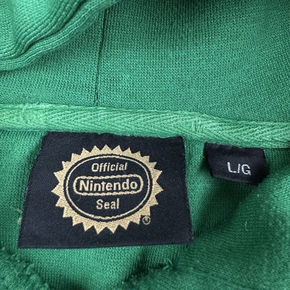 Y2K Nintendo Mens Hoodie Size Large Distressed Zelda Game Sweatshirt Green 2006 - Picture 10 of 16